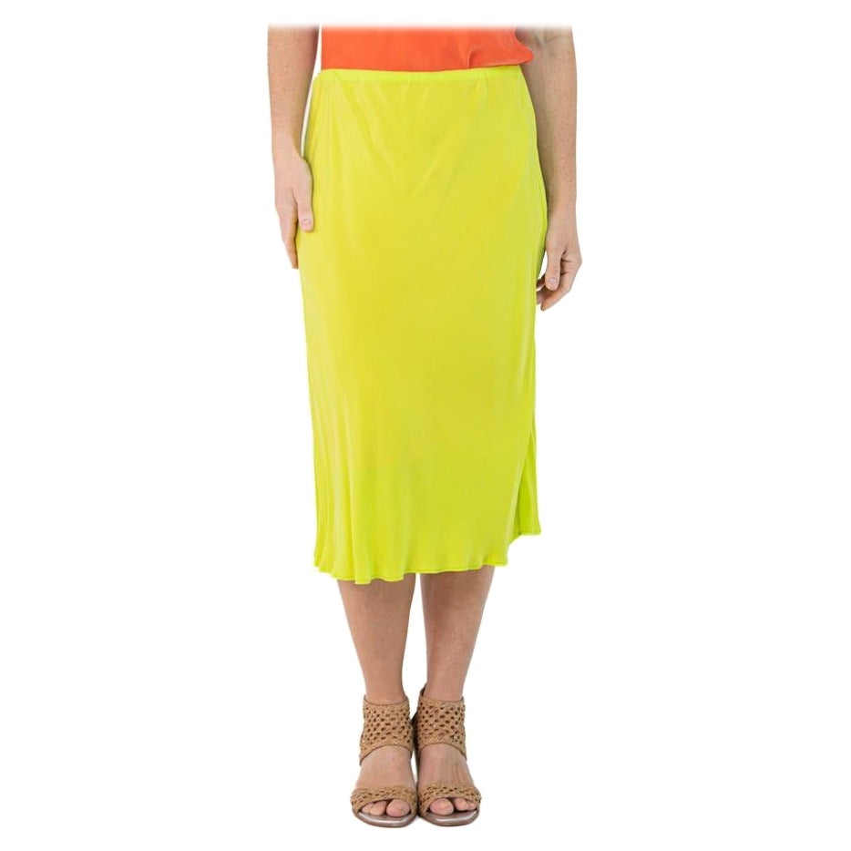 Morphew Collection Neon Green Cold Rayon Bias Skirt Master Medium For Sale