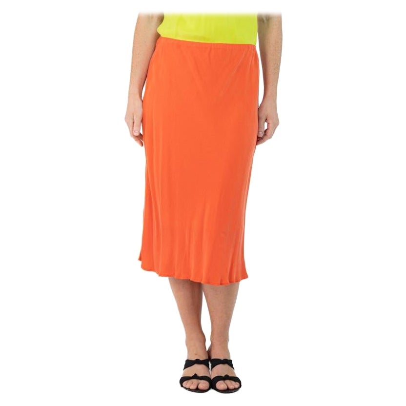 Morphew Collection Neon Orange Cold Rayon Bias Skirt Master Medium For Sale