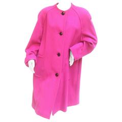 Bill Blass Bold Fuchsia Wool Coat c 1980s 11