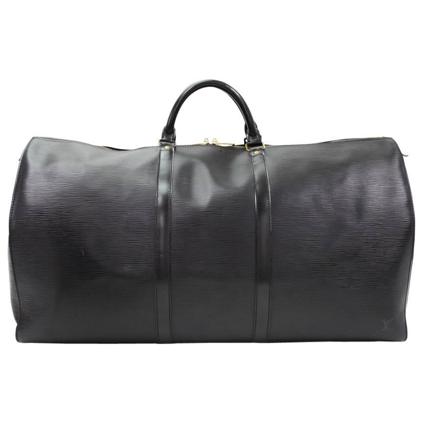 Vintage Louis Vuitton Keepall 60 Black Epi Leather Duffle Travel Bag