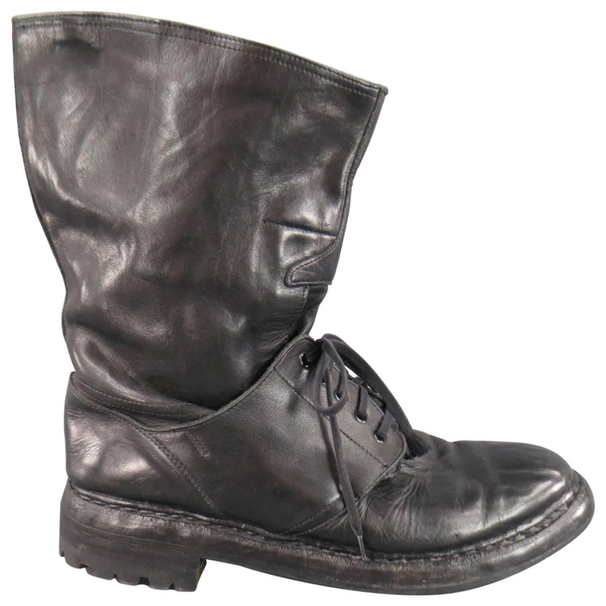 BURBERRY PRORSUM Size 11.5 Black Leather Shoe Boots