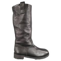 JUNYA WATANABE Size 12 L Black Leather Tall Calf Biker Boots