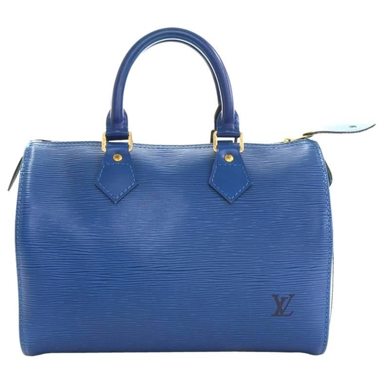 Vintage Louis Vuitton Speedy 25 Blue Epi Leather City Hand Bag
