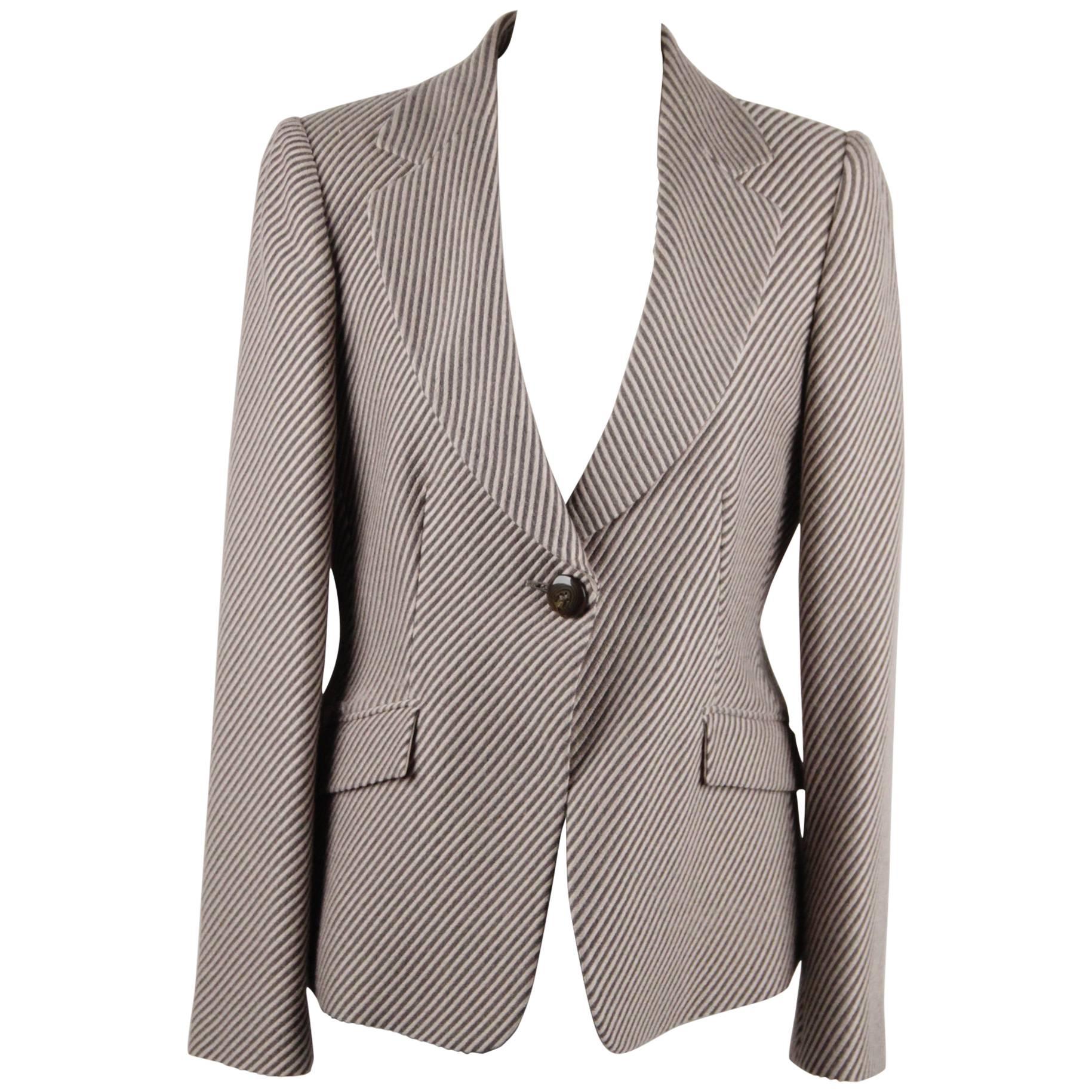 ARMANI COLLEZIONI Striped Wool & Cashmere BLAZER Jacket SIZE 44