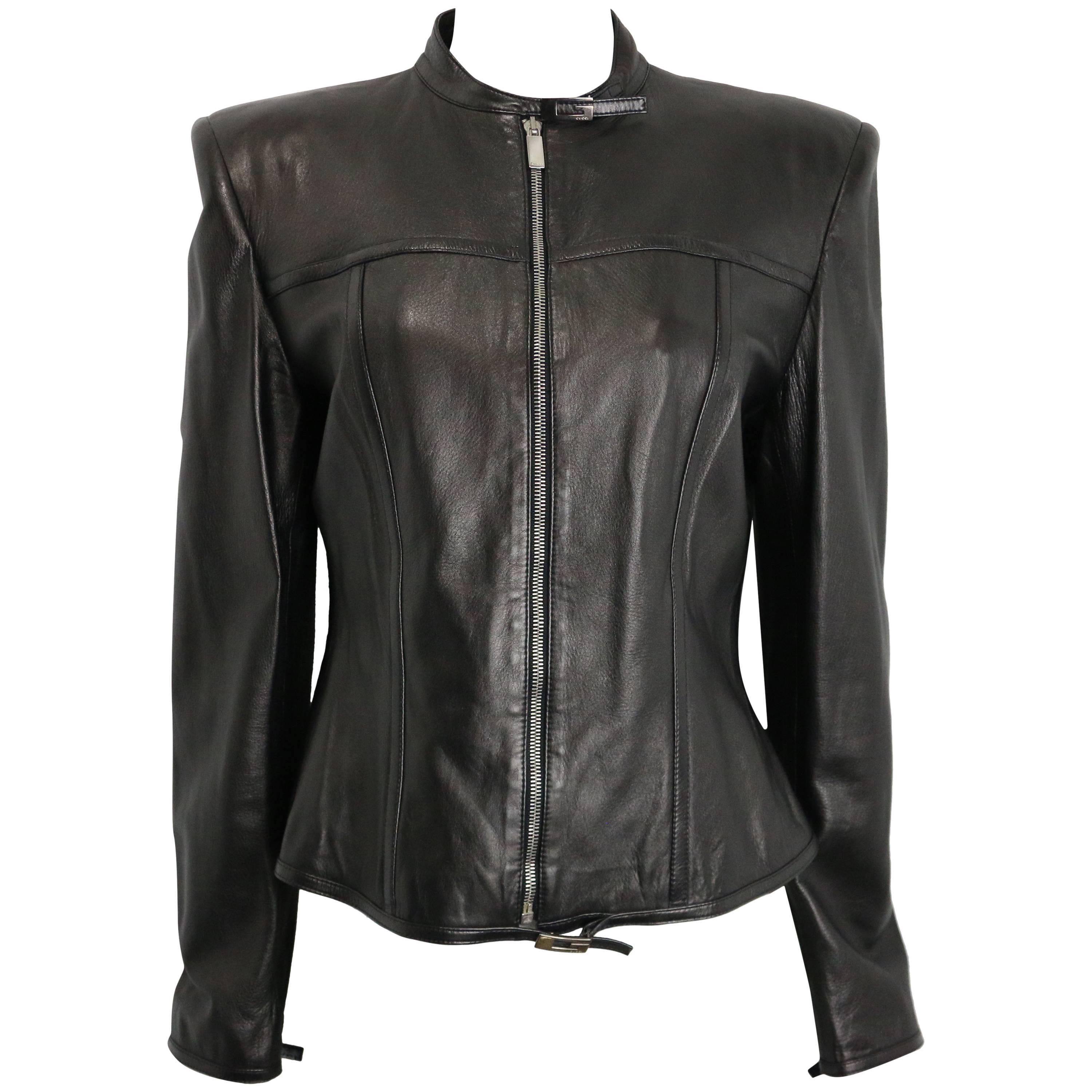 Tom Ford for Gucci Black Leather Jacket at 1stDibs