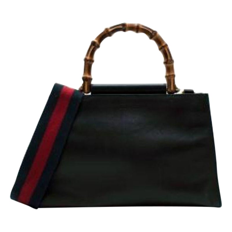 Gucci Black Leather Small Nymphaea Top Handle Bag For Sale at 1stDibs