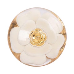 Retro Chanel Flower Cuff Bracelet in Gilded Metal