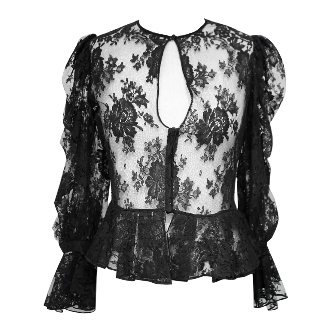 Alexander McQueen black see through blouse shirt For Sale at 1stDibs
