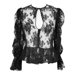 Used Alexander McQueen black see through blouse shirt
