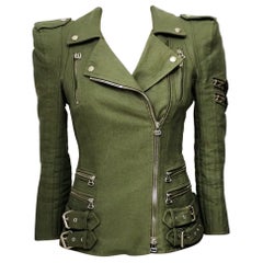 Used Balmain military green cotton jacket