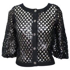 Chanel black cachemire and sequins cardigan