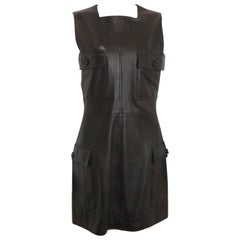 Iconic 90s Gianni Versace Brown Leather Dress 