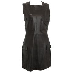Retro Gianni Versace Brown Leather Dress 