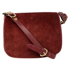 Cartier Women's Vintage Burgundy Suede Messenger Crossbody Bag
