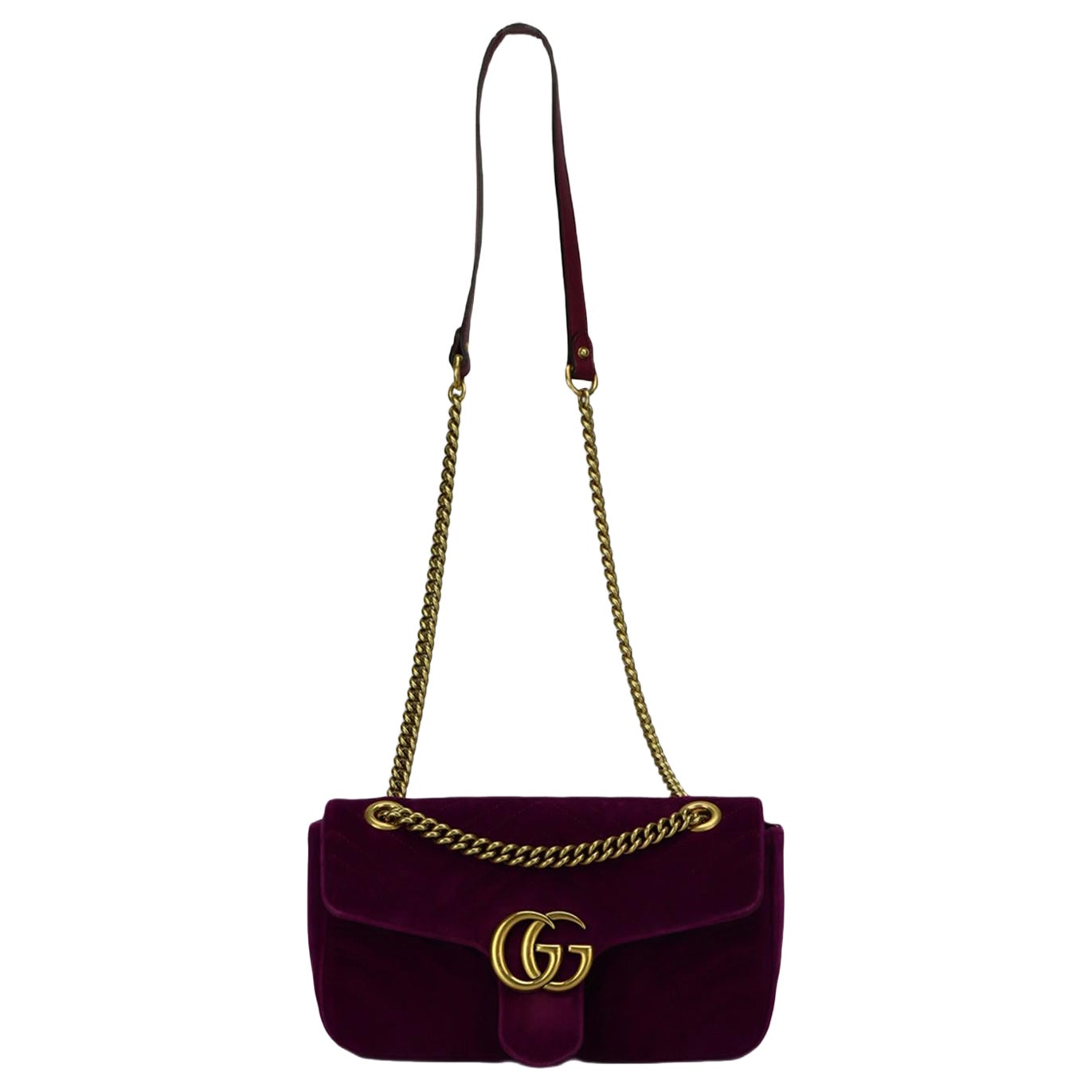 Gucci Gg Marmont Quilted Velvet Shoulder Bag For Sale