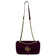 Used Gucci Gg Marmont Quilted Velvet Shoulder Bag
