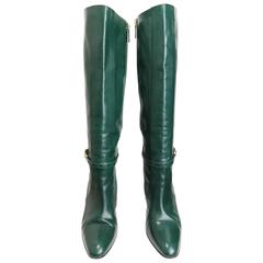 Gucci Green Leather Boots 