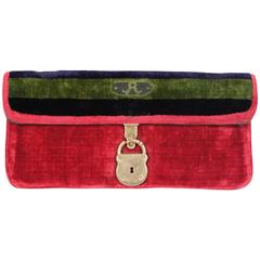 ROBERTA DI CAMERINO VINTAGE Multicolor Velvet CLUTCH Handbag PURSE
