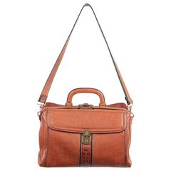 PRINCIPE Vintage Tan Leather DOCTOR BAG Top Handle HANDBAG w/ Strap