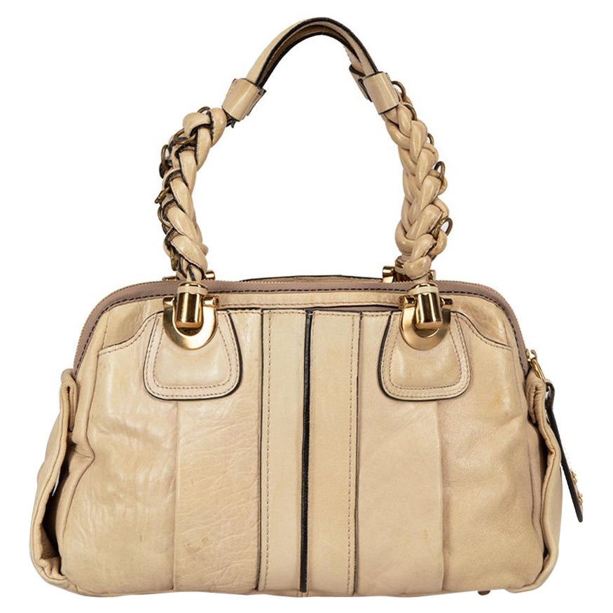 Chloé Women's Beige Leather Heloise Textured Top Handle Bag