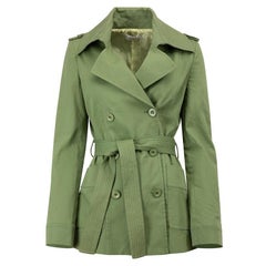 Pinko Green Cotton Belted Trench Coat Size L
