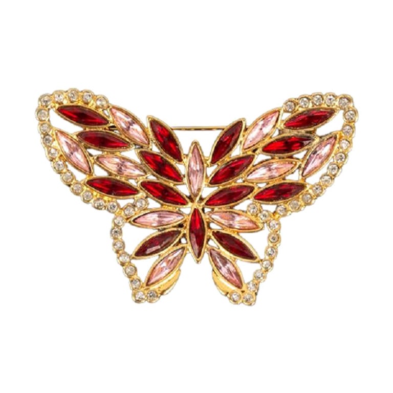 Yves Saint Laurent "Butterfly" Golden Brooch For Sale