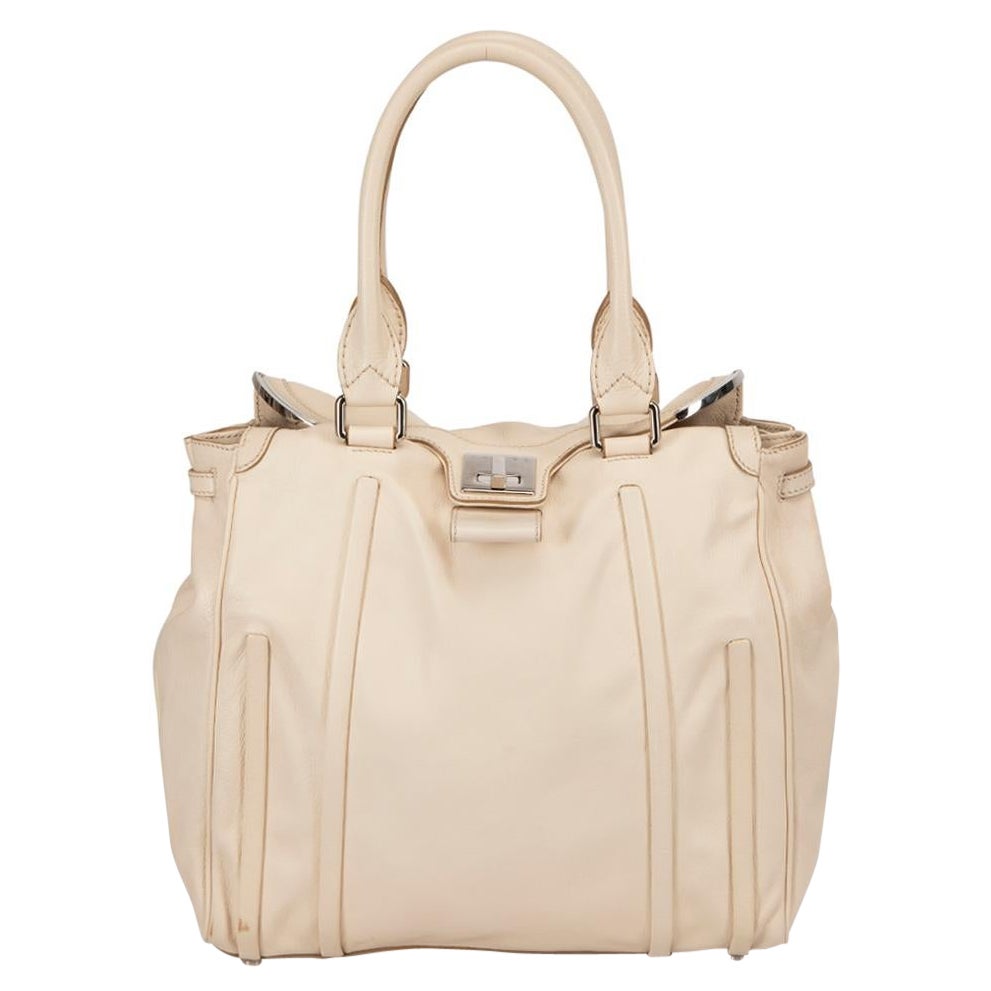 Céline Women's Cream Leather Large Tote Bag