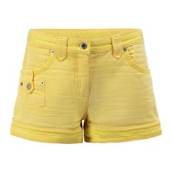 Used Louis Vuitton Yellow Denim Low Rise Shorts Size M