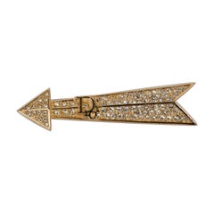 Christian Dior Golden Metal Brooch Paved with Rhinestones