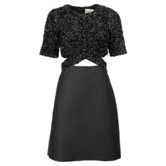 3.1 Phillip Lim Mini Vestido Negro Adornado con Acento Recortado Talla XS