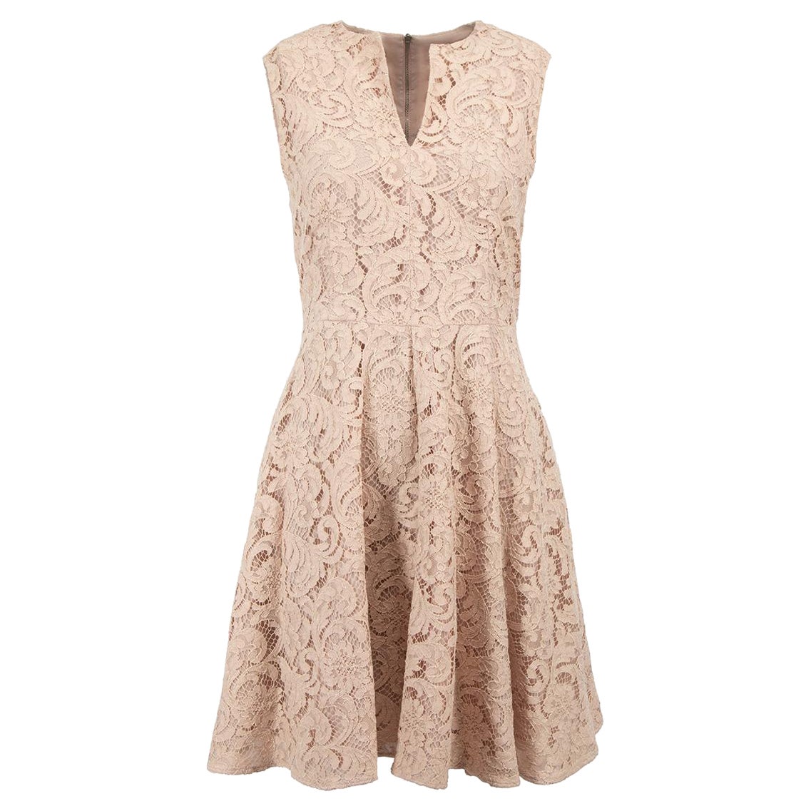 Burberry - Mini robe rose en dentelle à col en V, taille M en vente