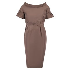 Burberry Prorsum Brown Off-The-Shoulder Dress Size M