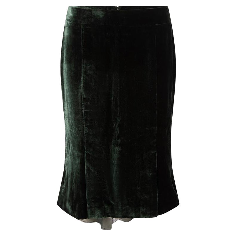 Tom Ford Dark Green Velvet Straight Skirt Size S