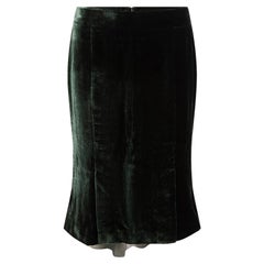 Used Tom Ford Dark Green Velvet Straight Skirt Size S