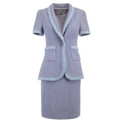 Vintage F/S 1995 Periwinkle Tweed-Rock Anzug Größe L