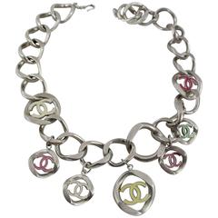 Chanel Steel Necklace with CC Charms. 16 Inches Long Chanel Steel Necklace with CC Charms. 16 Inches Long