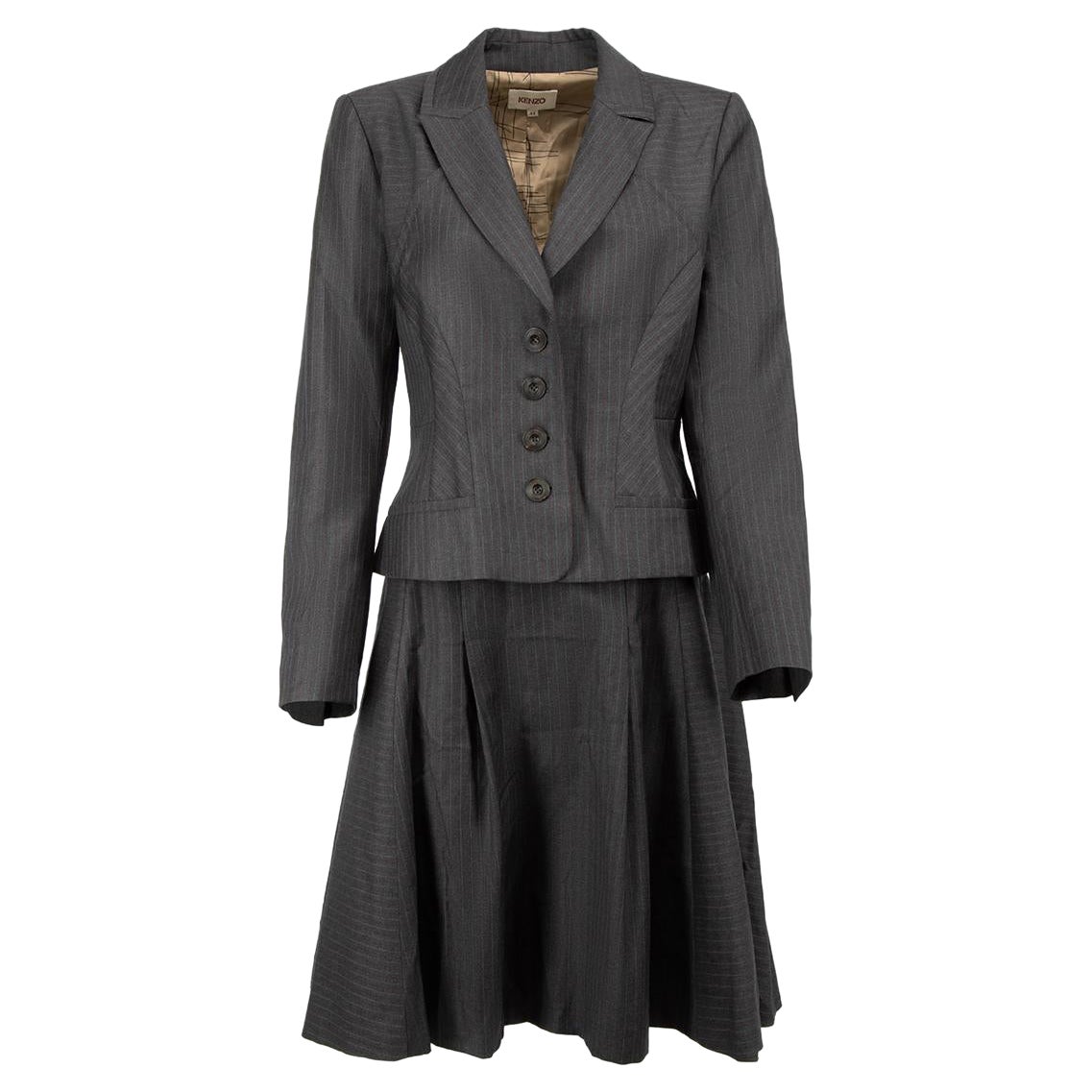 Gray Zipper Suit-Half Skirt