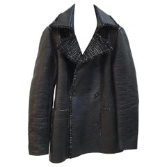 Chanel Black Leather Doublebreasted Coat