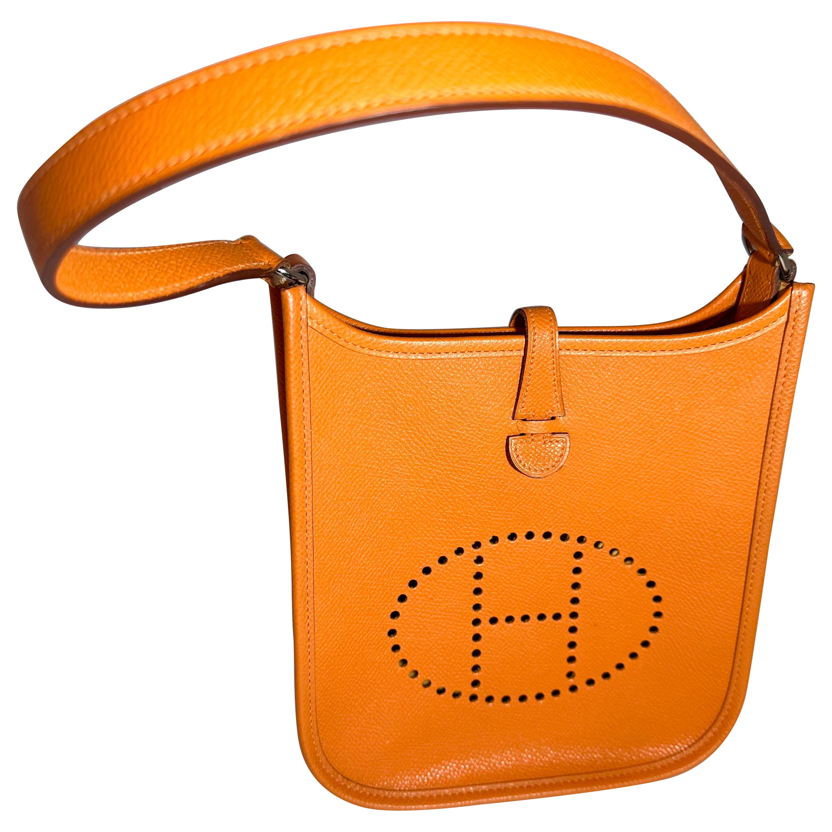 Hermès  Oranges Leather Small MINI Bag, Excellent condition like new For Sale
