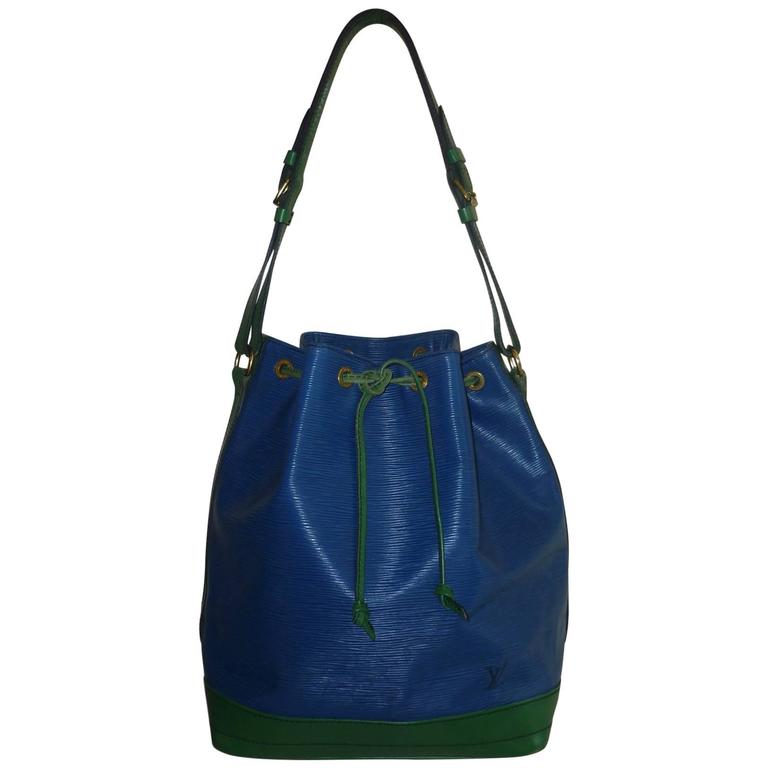 1994 Louis Vuitton Large Noe Blue and Green Epi Leather Bucket Handbag ...