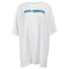 White Cotton Logo Print T-Shirt Size L