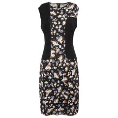 Erdem Black Jersey Floral Sleeveless Mini Dress Size L