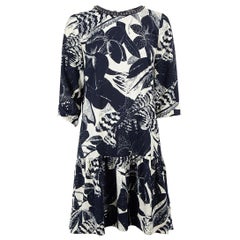 Essentiel Anvers - Robe courte bleue à imprimé floral et détails en pierres précieuses, taille M