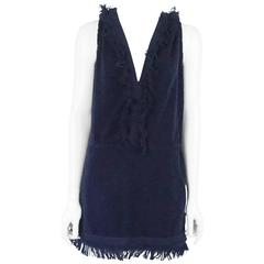 Chanel Navy Cotton Terrycloth Sleeveless Hooded Cover-Up Dress - 38