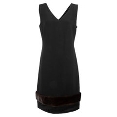 Max Mara 'S Max Mara Black Fur Trim Detail Mini Dress Size L