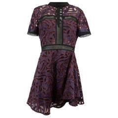 Self-Portrait Purple Lace Short Sleeve Dress Size XL