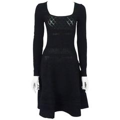 Valentino Black Knit Long Sleeve Dress - S