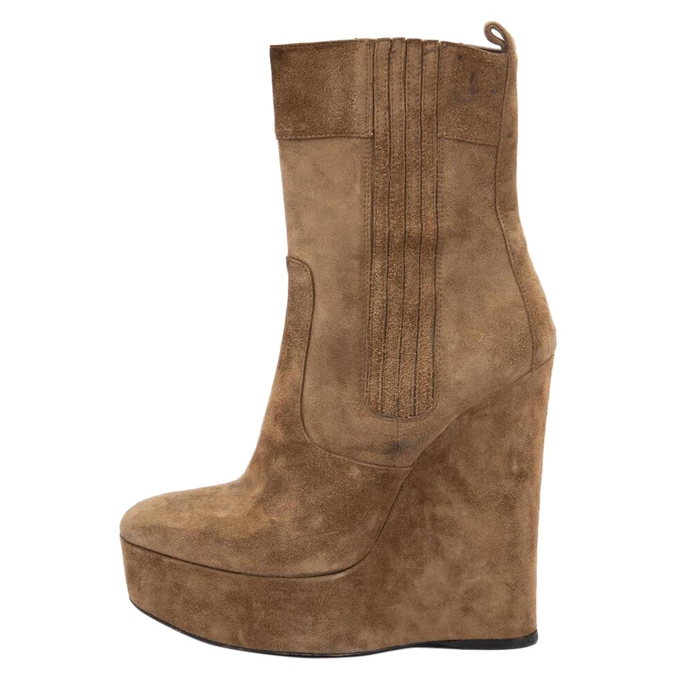 Wedge Boots Brown Suede Size IT 39 For Sale at 1stDibs