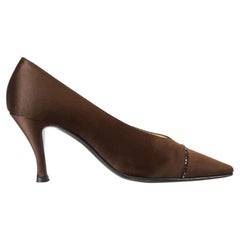 Chanel Used Brown Silk Satin Pumps Size IT 39