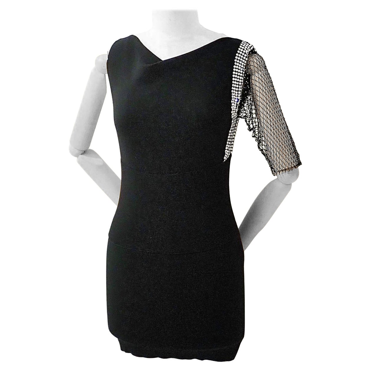 Balmain schwarzes Kleid Kristall Swarovski Steine Kleid im Angebot